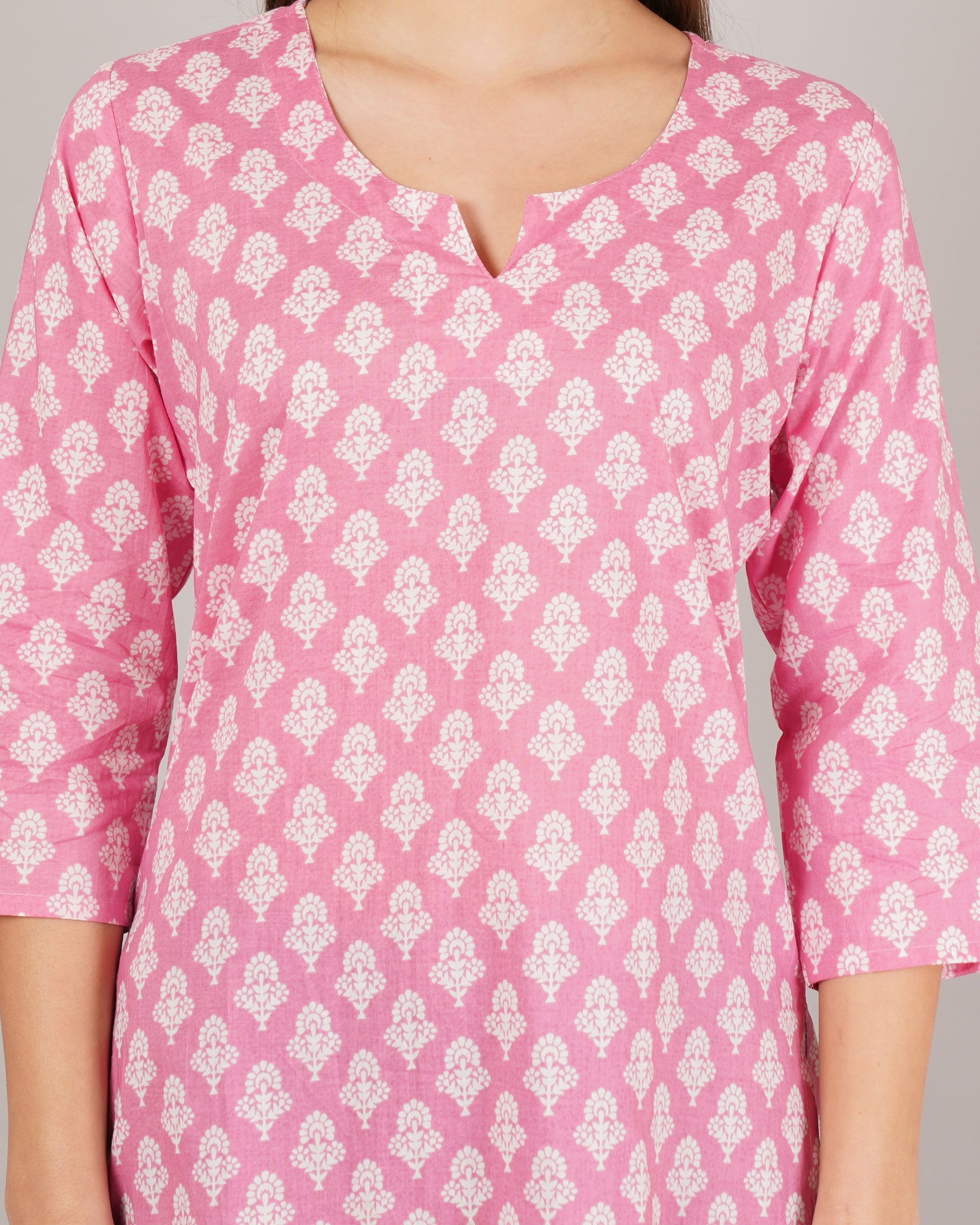 Jaitra Apparels Women Printed Pure Cotton Straight Kurta (Pink) - Distacart