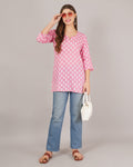 Jaitra Apparels Women Printed Pure Cotton Straight Kurta (Pink) - Distacart