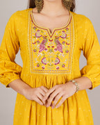 Jaitra Apparels Mustard Yellow Embroidered Pure Cotton Fabric Kurta Set With Dupatta - Distacart