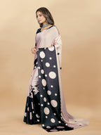 Vedant Vastram Digital Print Japan Satin Silk Party Wear Saree with Unstitched Blouse Piece - Black