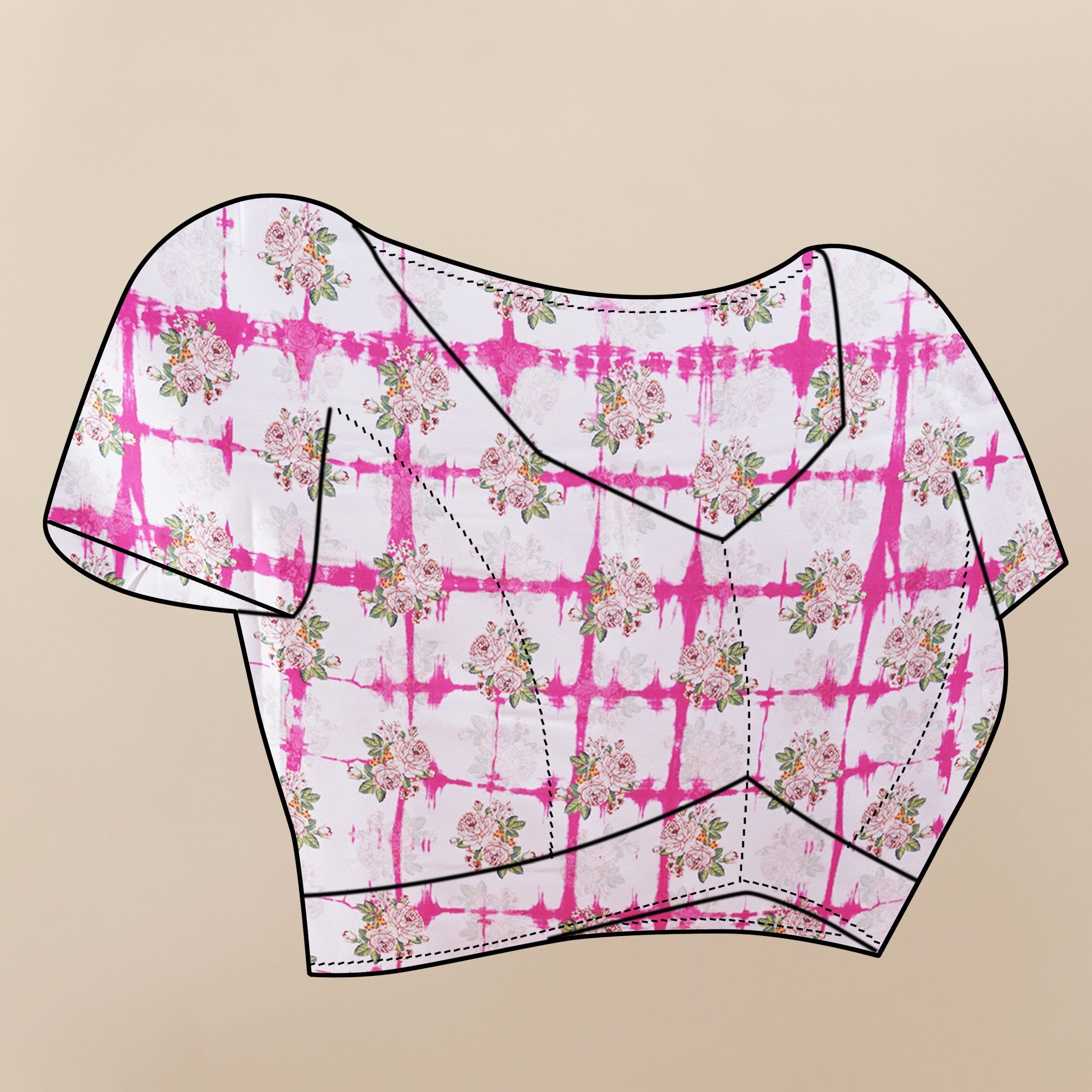 Vedant Vastram Digital Print Japan Satin Silk Party Wear Saree with Unstitched Blouse Piece - Pink