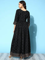 Ahalyaa Women Black Poly Silk Printed Dress - Distacart