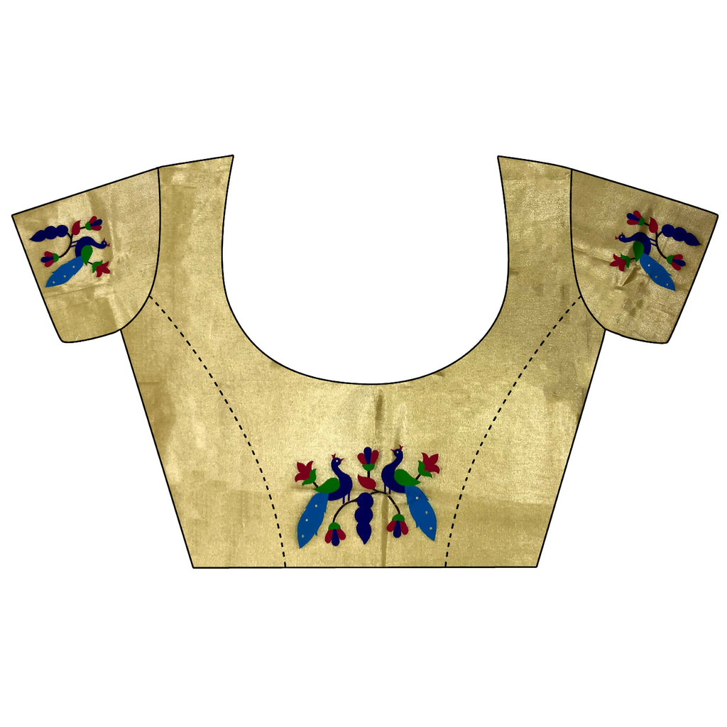 Joban Fashion Yellow Peacock & Floral Motifs Tissue Paithani Saree - Distacart
