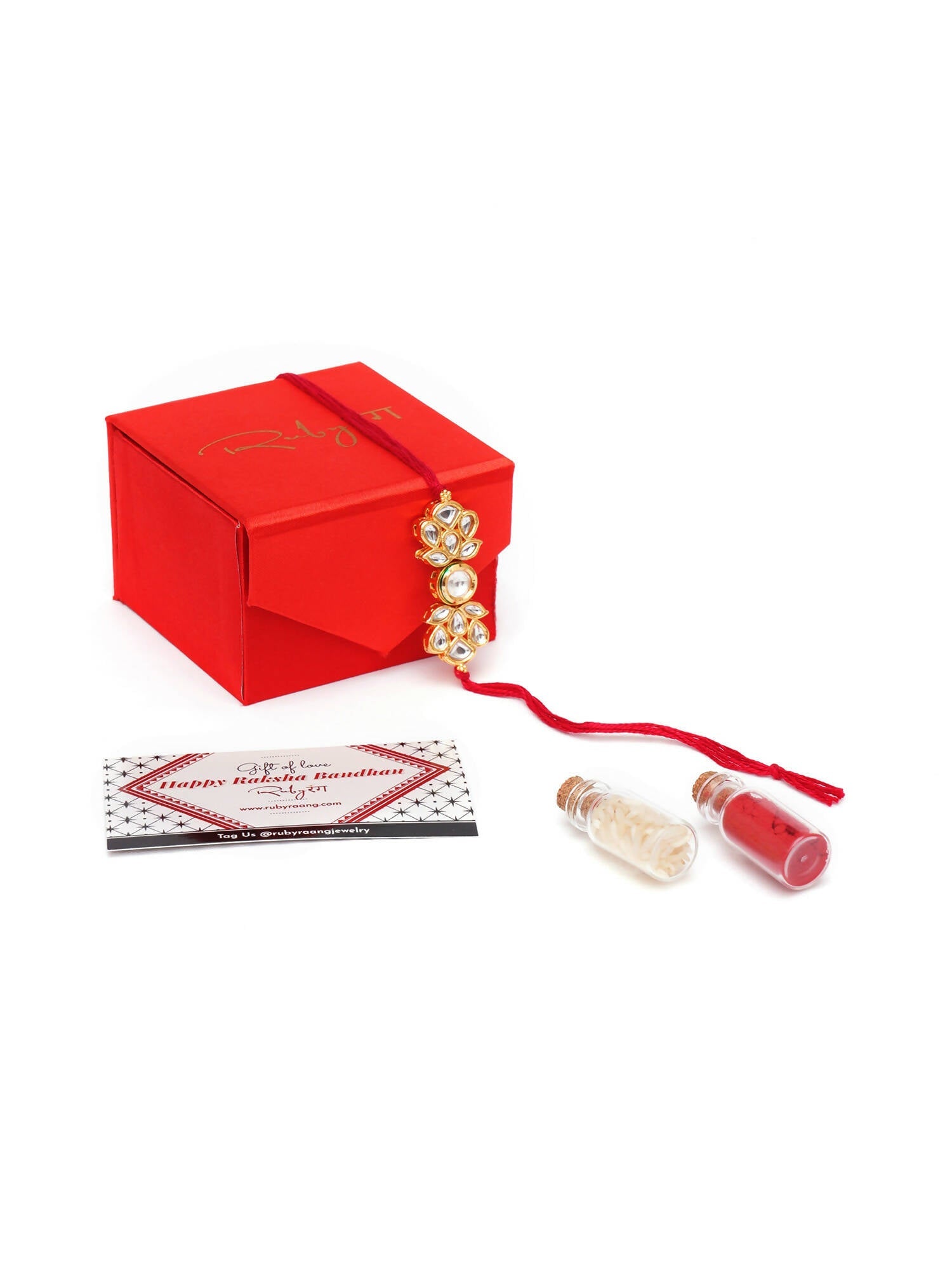 Designer kundan Rakhi - Ruby Raang - Distacart
