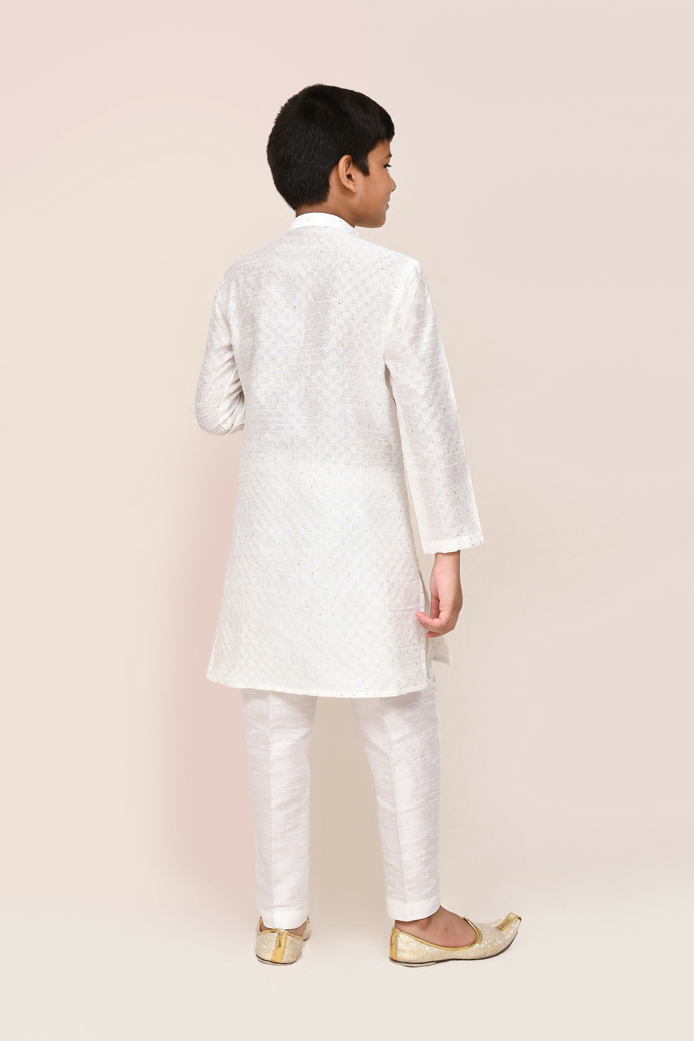 Joban Fashion Art Silk White Kurta With Straight Fit Pant