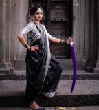 DEIANA'S Beautiful Designer Golden zari Soft Lichi Silk Saree - Black