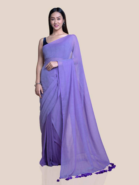 Suta Lavender Solid Mul Saree