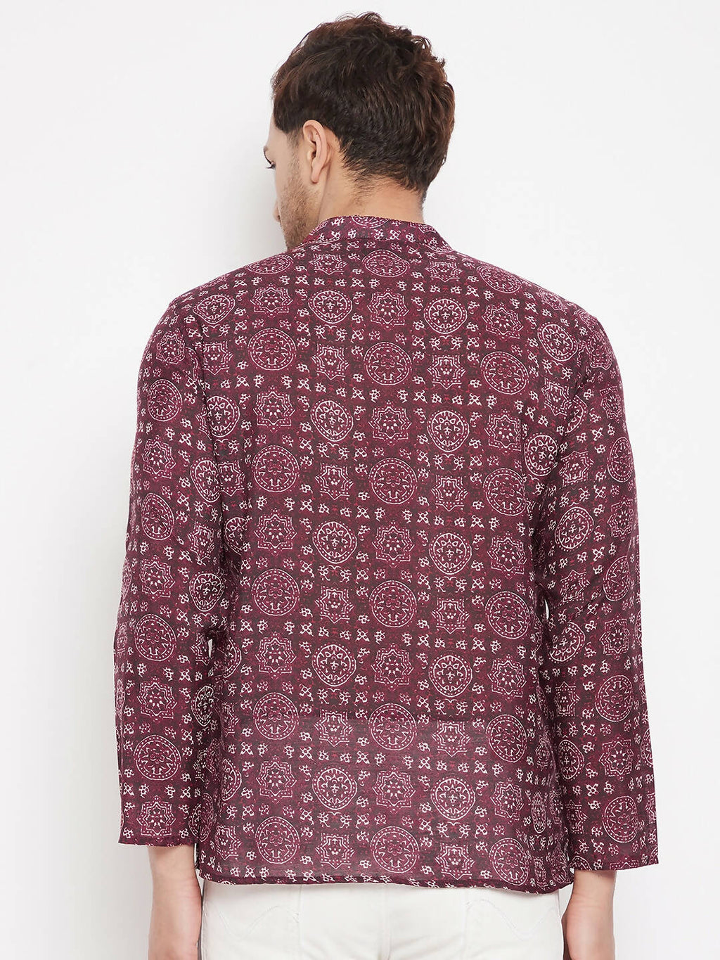 Even Apparels Maroon Pure Cotton Men's Kurta With Slit Neckline - Distacart