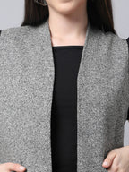 Even Apparels Grey Pure Wool Open Front Woolen Women's Long Coat - Distacart