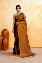 Piyari Fashion Women's Copper Dual Tone Organic Tissue Saree With Blouse Piece - Distacart