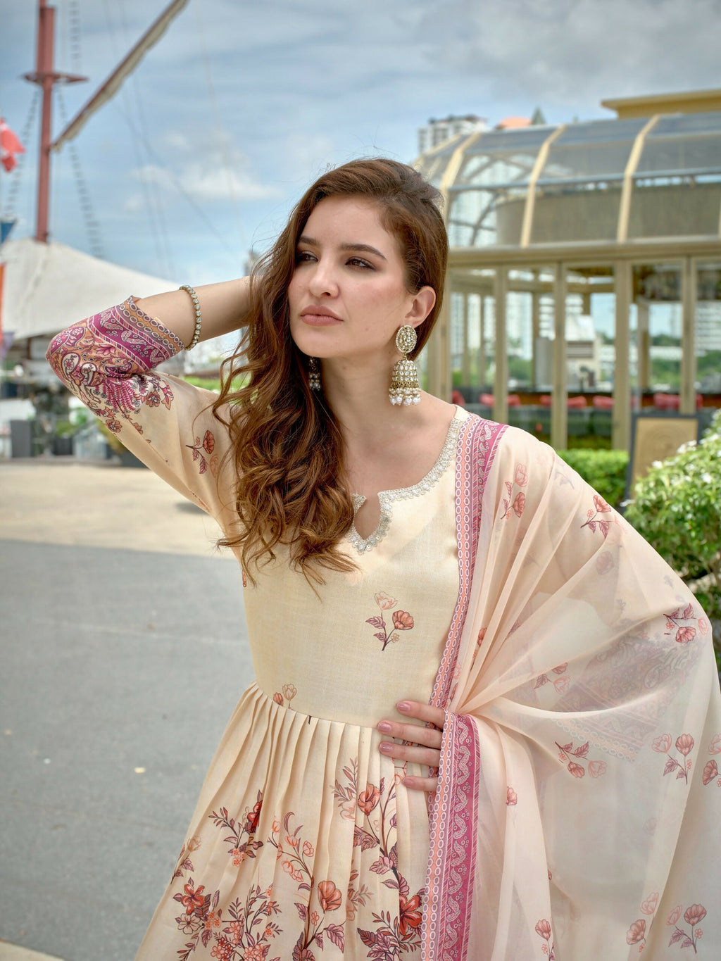 Joban Fashion Off White Position Digital Print With Position Foil Kurta Set - Distacart