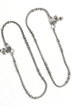 Mominos Fashion Kamal Johar Oxidised Light Weight Silver Anklets