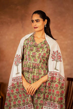 Joban Fashion Green Hand Block Printed Cotton Suit Set - Distacart