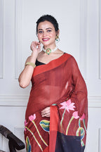 Morchari Multicolour Cotton Handloom Mirror Work Saree Unstitched Blouse - Distacart