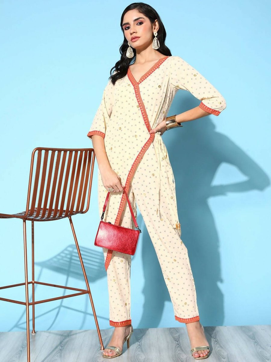 Ahalyaa Womens Offwhite Crepe Printed Jumpsuit - Distacart