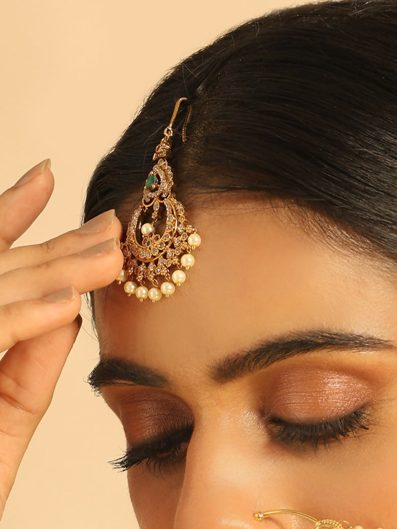 Nuyug 18K Gold Plated Ethereal Pearl Drops Maang Tikka - Distacart
