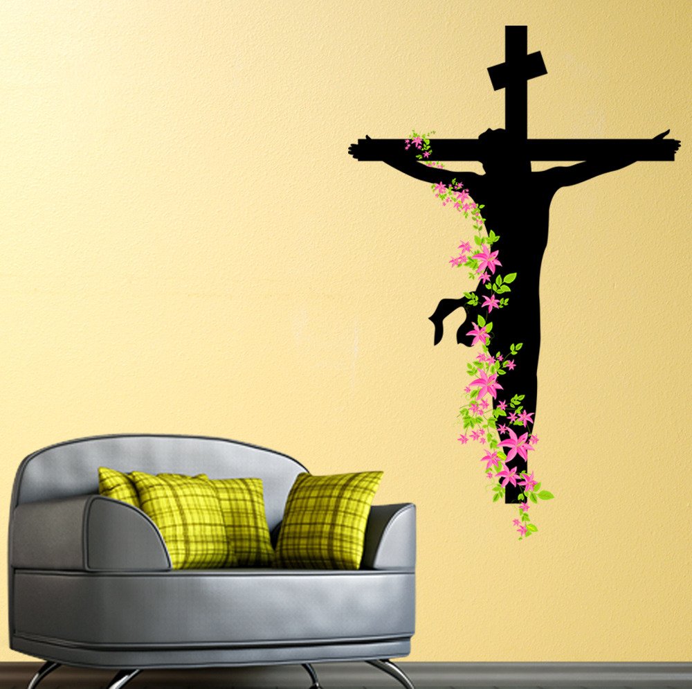 Jesus Christ Floral Religion Christian Trinity Prayer Wall Sticker