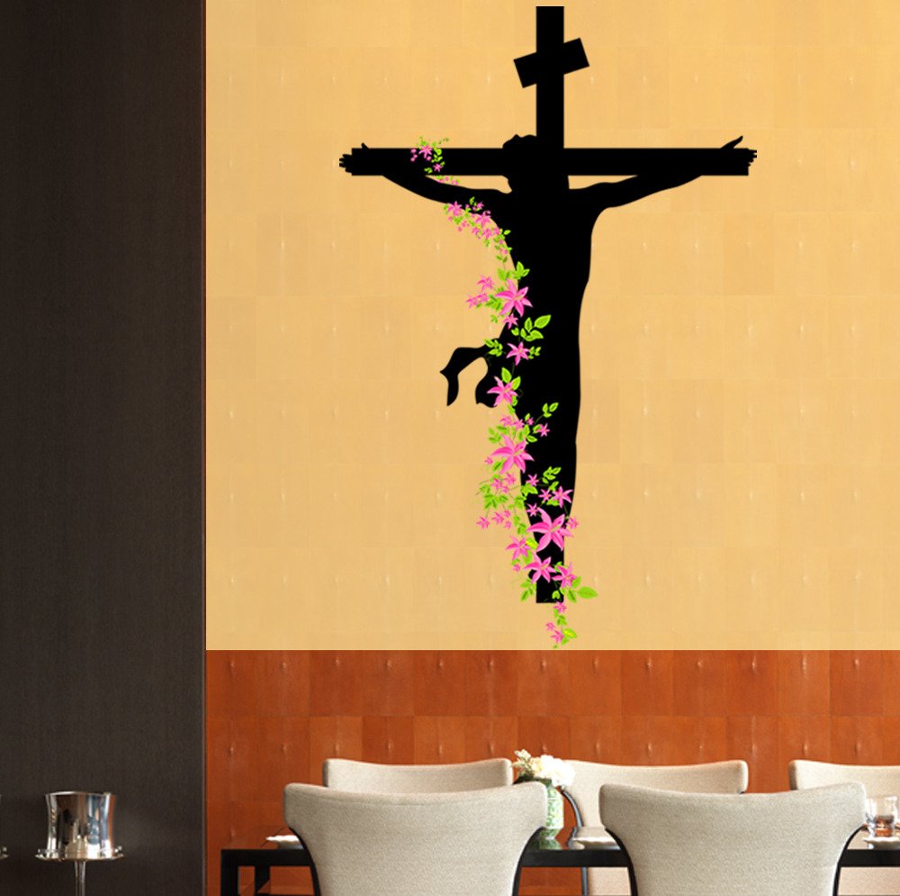 Jesus Christ Floral Religion Christian Trinity Prayer Wall Sticker