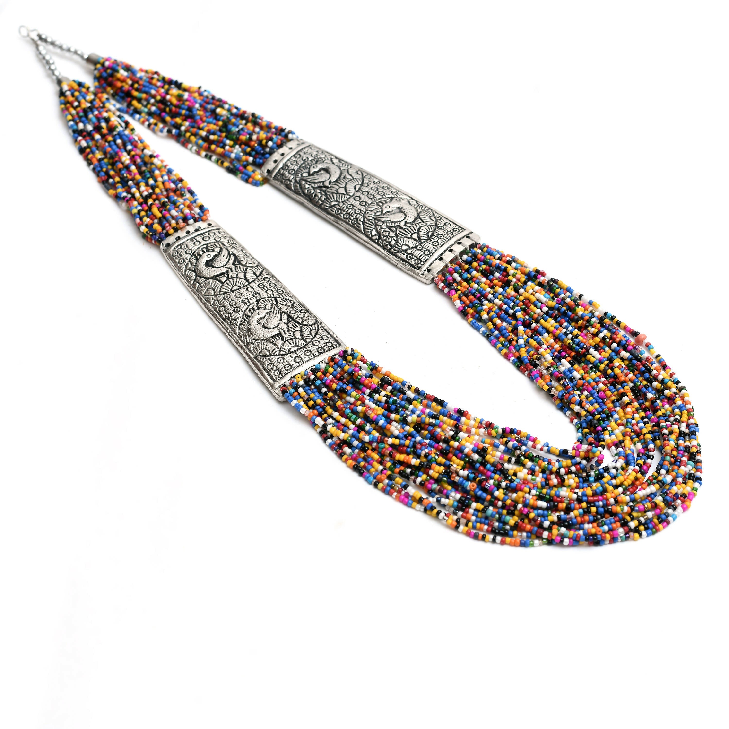 Mominos Fashion Johar Kamal Oxidised Multi Beads Long Statement Necklace For Women - Distacart