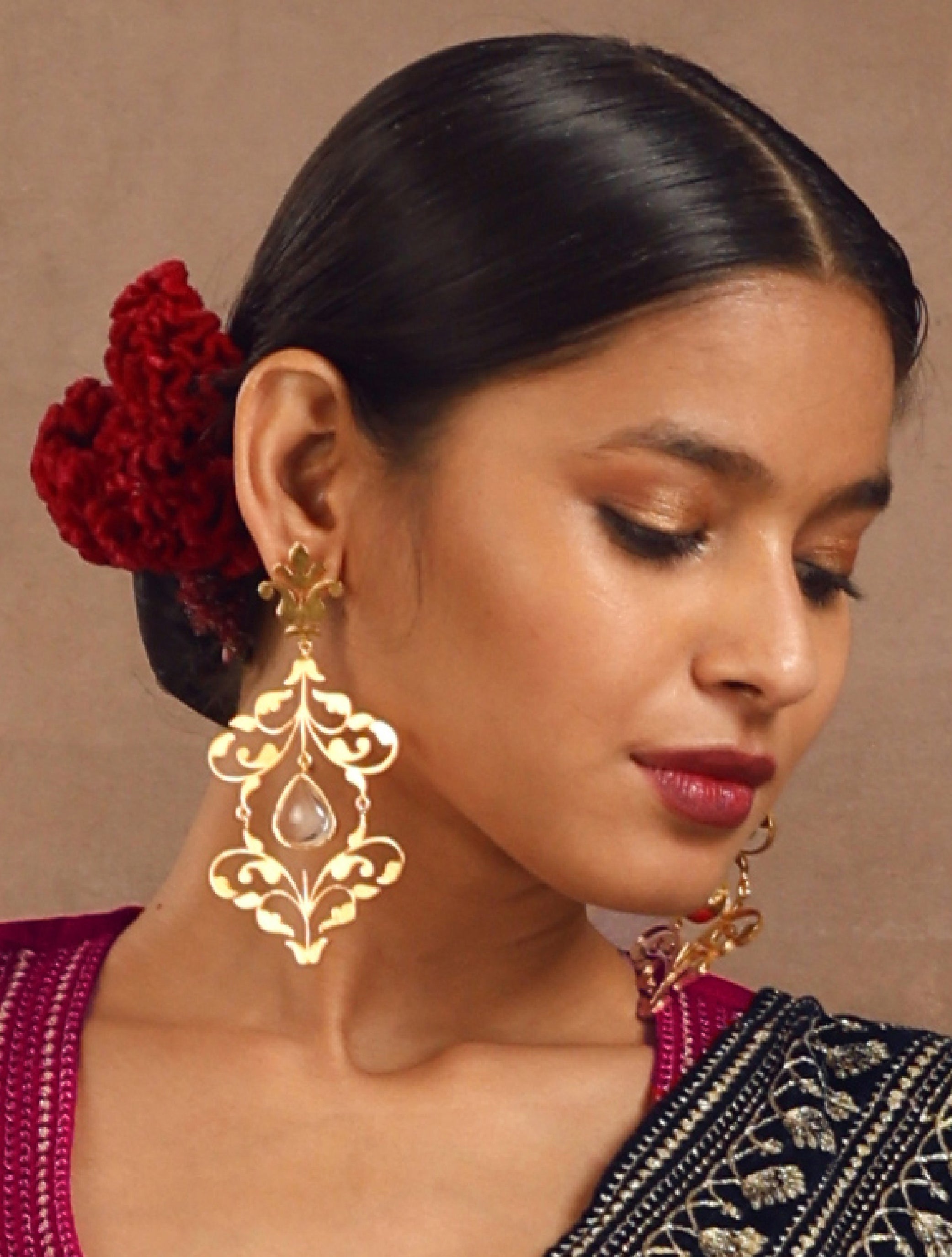 trueBrowns Gold-Polished Tear Drop Earrings - Distacart