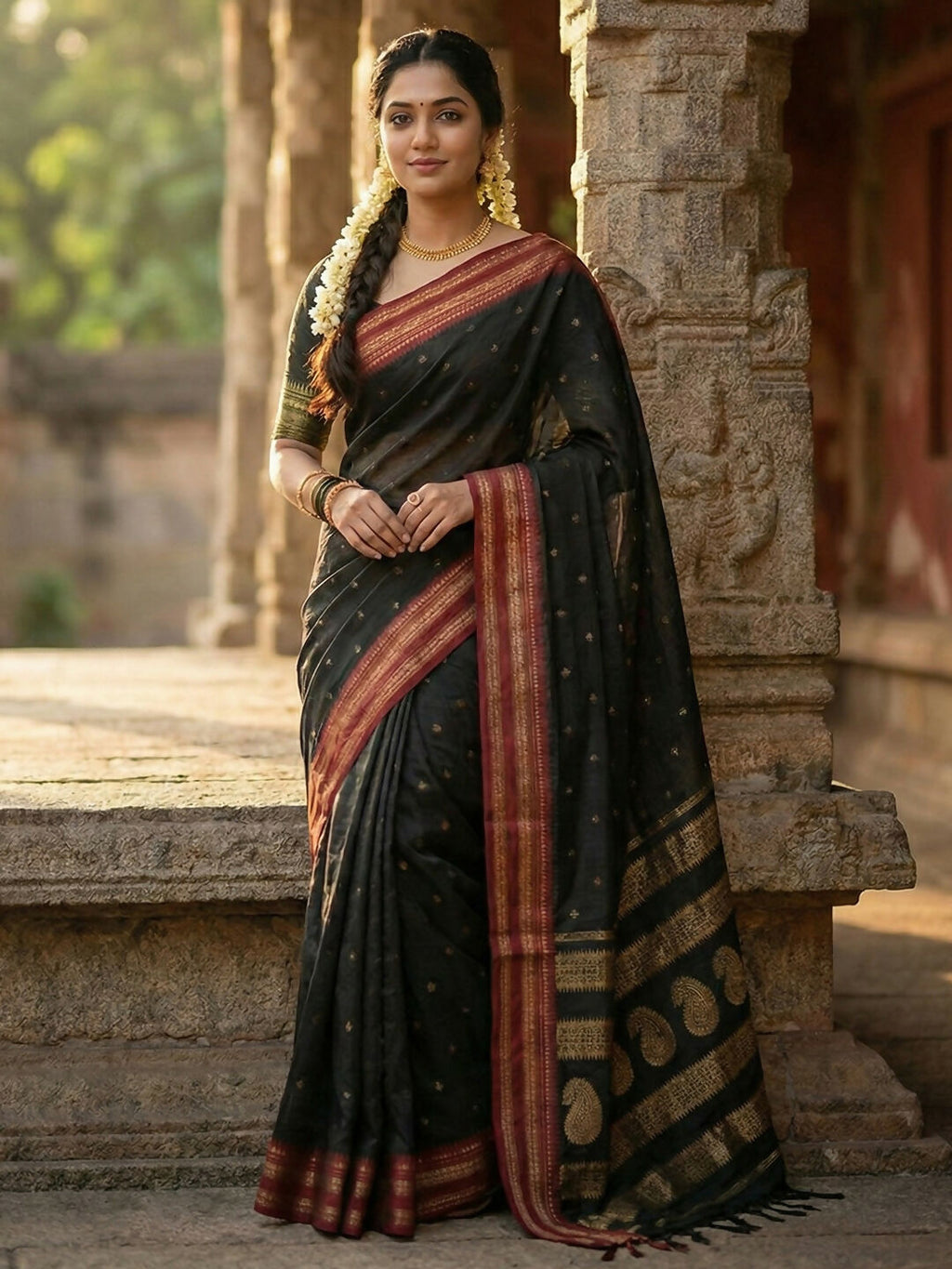 Shree Shyam Fashion Black Soft Silk Saree - Distacart