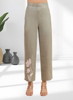 Joban Fashion Gray Linen Embroidered Readymade Long Kurta With Pant - Distacart