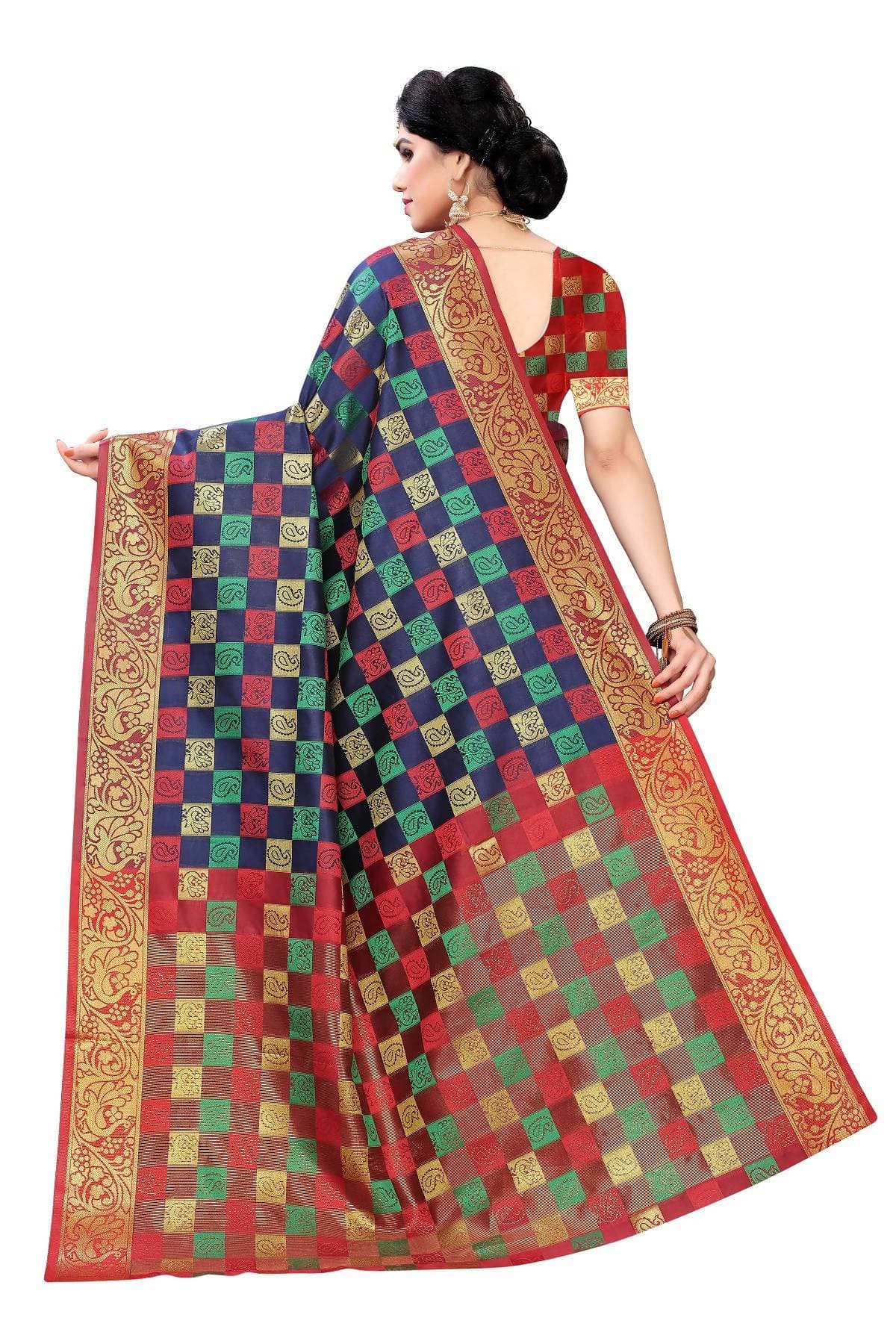 Vamika Banarasi Jaquard Navy Blue Designer Weaving Saree