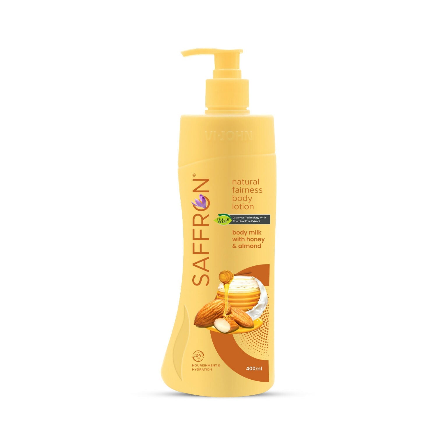 VI-JOHN Saffron Natural Fairness Body Lotion Body Milk with Honey & Almond Deep Nourishment & Radiant Glow For All Skin Types