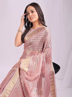 Shree Shyam Fashion Organza Pink Saree - Distacart