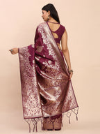 Shree Shyam Fashion Banarasi Silk Purple Saree - Distacart