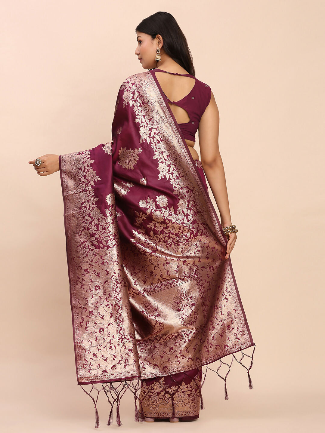 Shree Shyam Fashion Banarasi Silk Purple Saree - Distacart