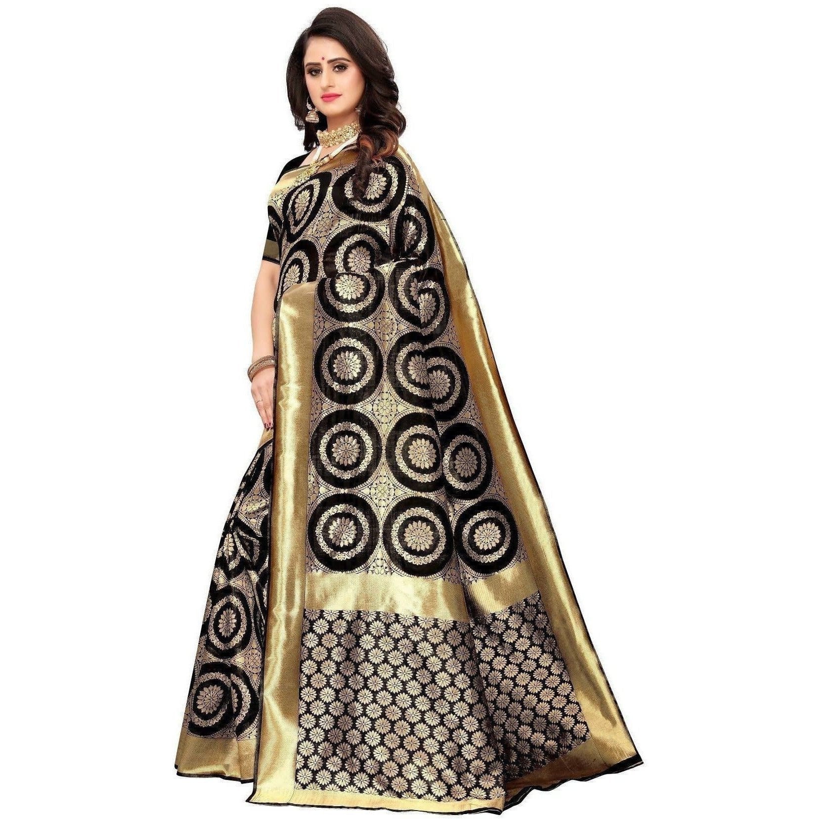 Vamika Banarasi Jaquard Black Weaving Saree (Banarasi 26)