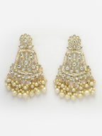NVR Women Gold-Plated Kundan Drop Earrings - Distacart