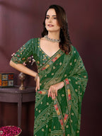 Ai Fashion Green Georgette Digital Print Party Wear Saree - Distacart