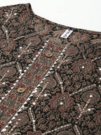 Yufta Women Black Ethnic Motifs Printed Pure Cotton Kurta with Trouser and Dupatta