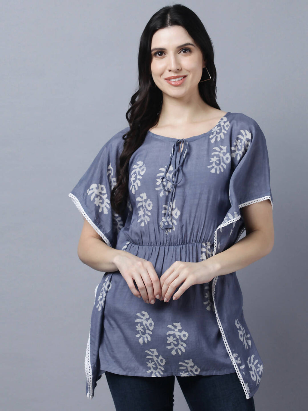 Myshka Stylish Dark Grey Silk Short Sleeve Women's Kaftan - Distacart