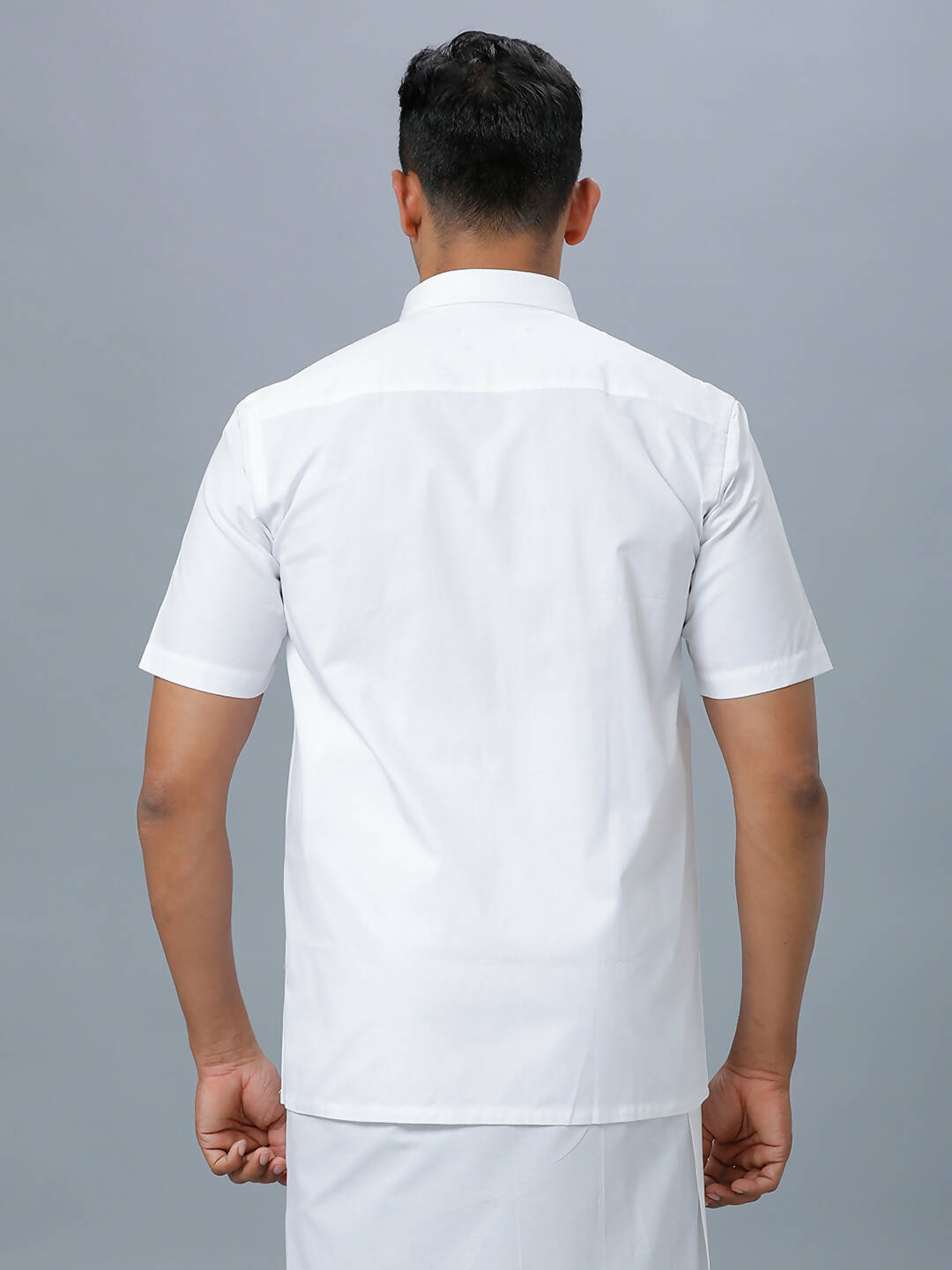 Ramraj Cotton Mens Half Sleeve Formal Poly Cotton White Shirt