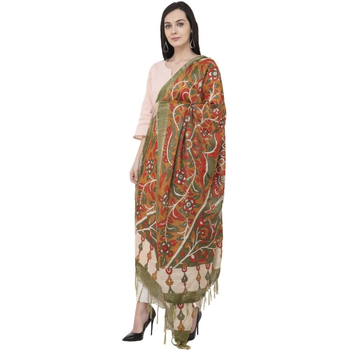 A R Silk Modal Kalamkari Print Fancy Dupatta Color Multi Print Dupatta or Chunni