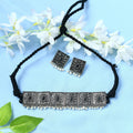Mominos Fashion Johar Kamal Statement Silver-Plated Brass Finish Kundan/Pearls Choker For Women (Black) - Distacart