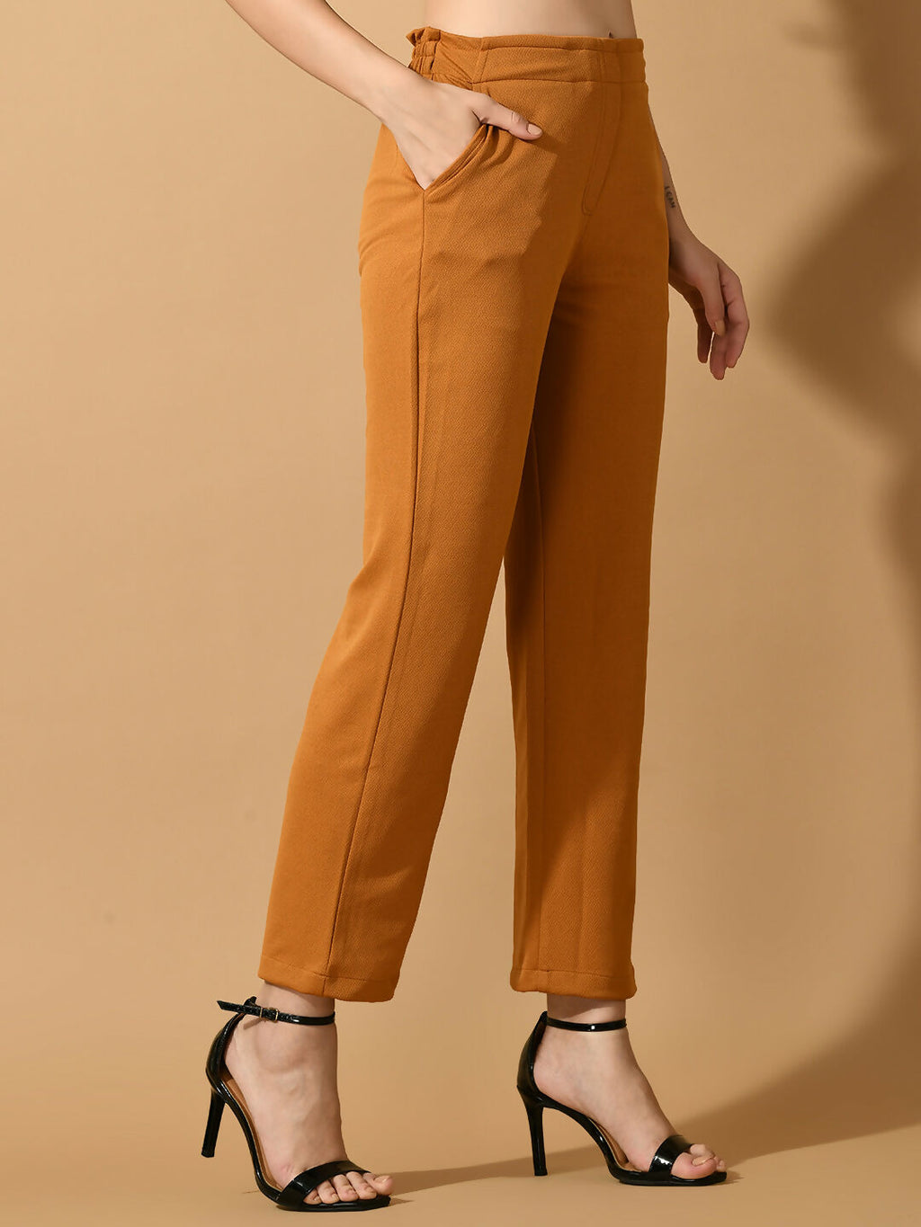 Myshka Women's Mustard Straight Fit Party Trouser