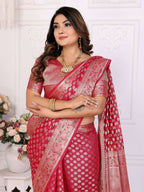 Aastha Fashion Magenta Organza Silk Weaving Saree - Distacart