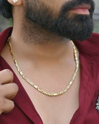 VOJ Gold-Polished Biscuit Chain With Hearts