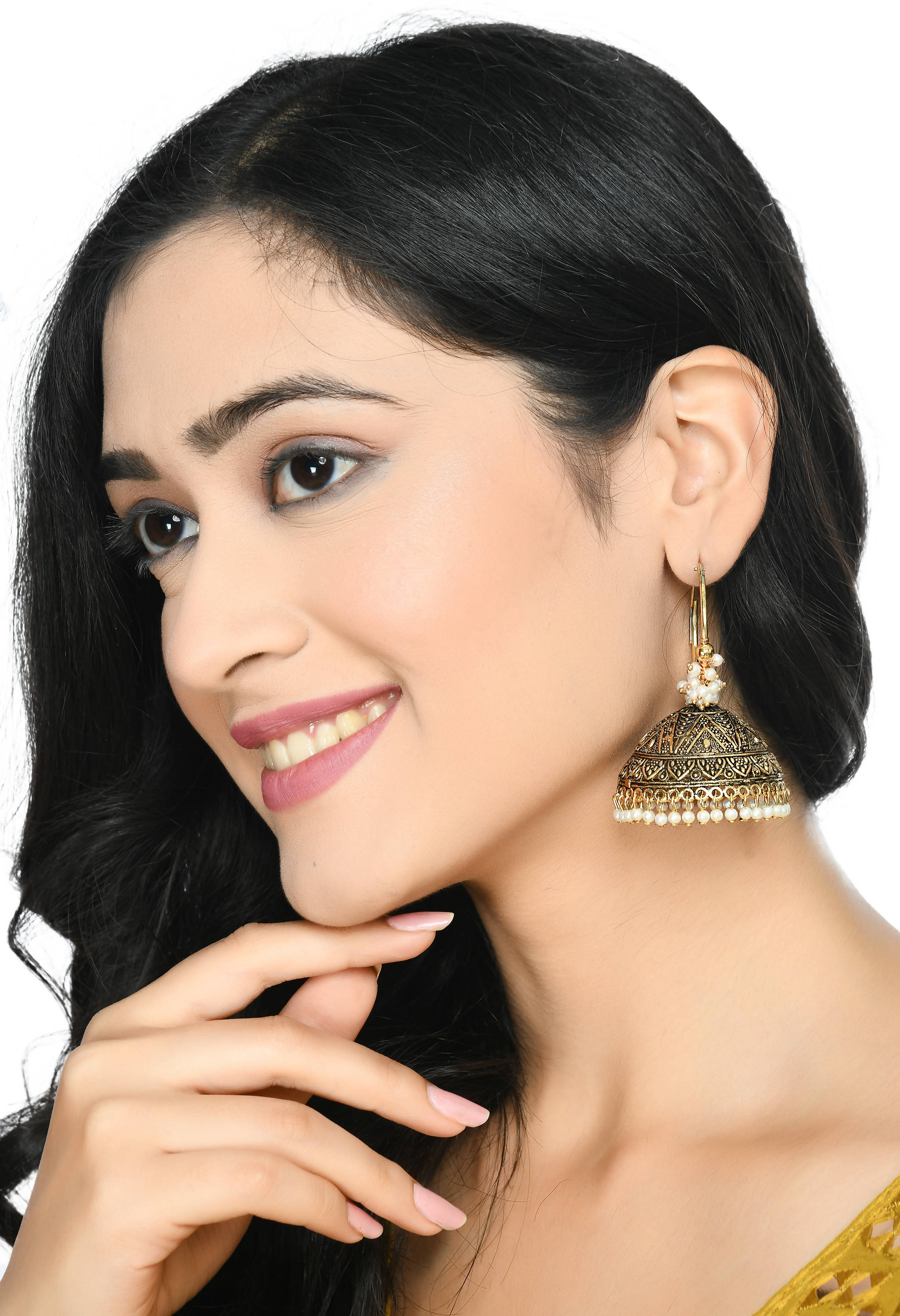 Mominos Fashion Johar Kamal Latest Designer Golden Color Jhumkas - Distacart