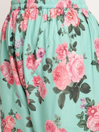 Ahalyaa Women Green Floral Printed Regular Kurta Churidar Set & With Dupatta
