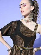 Ahalyaa Women Black Colour Crepe Printed Top Palazzo Set - Distacart