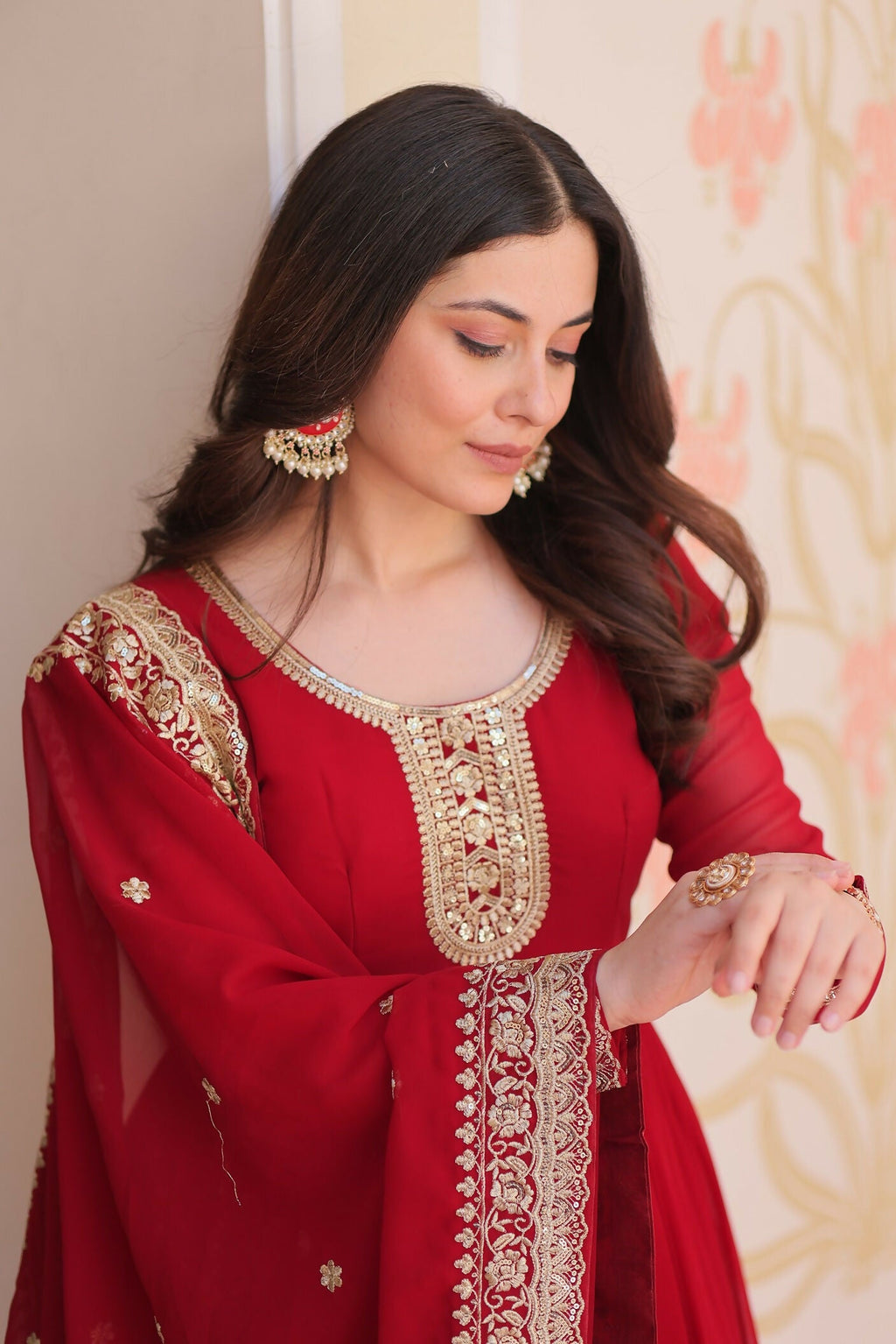 Joban Fashion Maroon Georgette Sequence Embroidery Work Kurta Set - Distacart