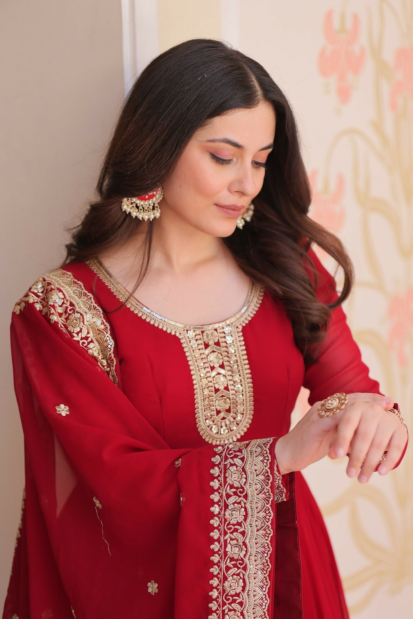 Joban Fashion Maroon Georgette Sequence Embroidery Work Kurta Set - Distacart