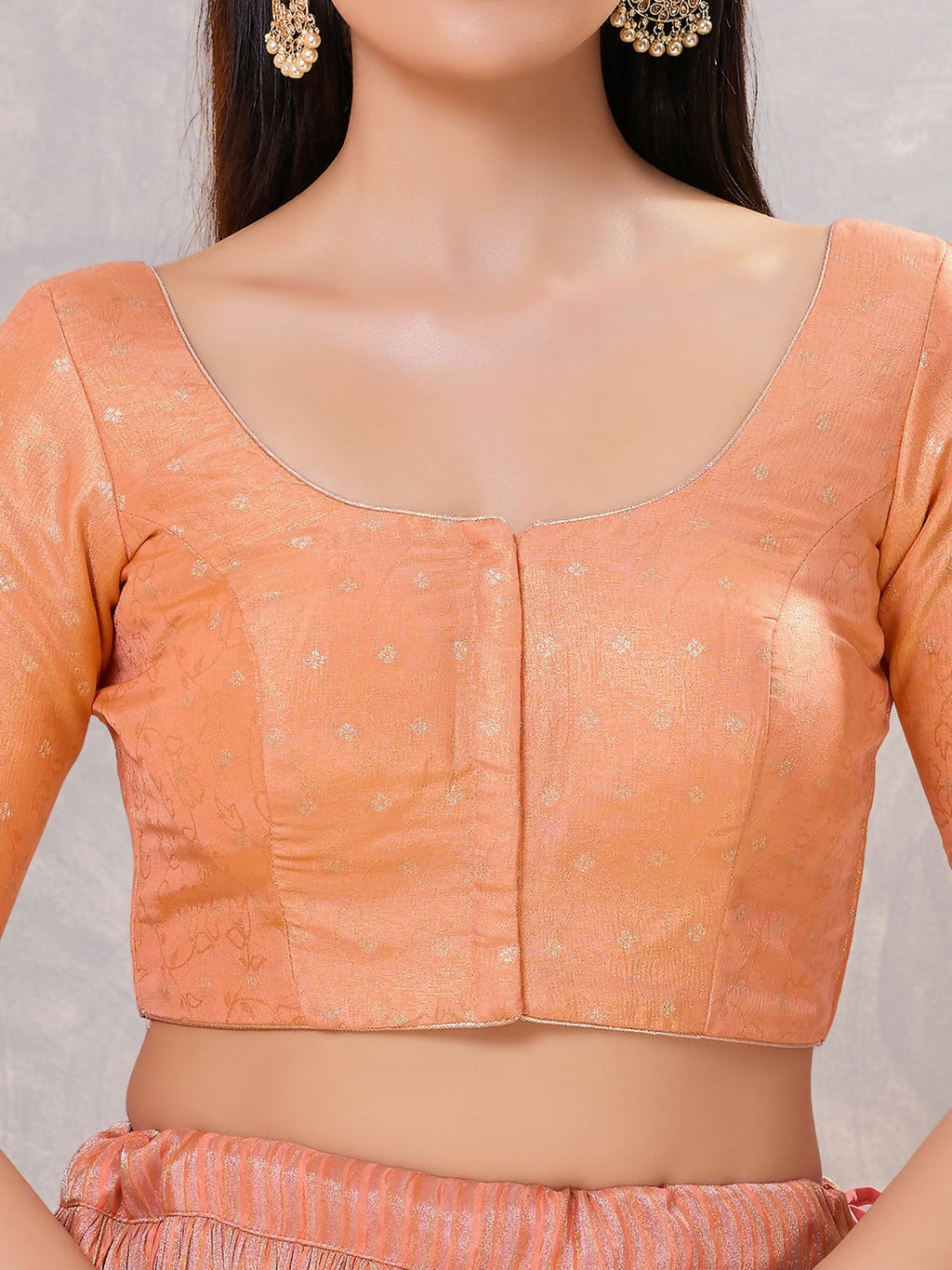 Joban Fashion Women Silk Peach Stitched Blouse
