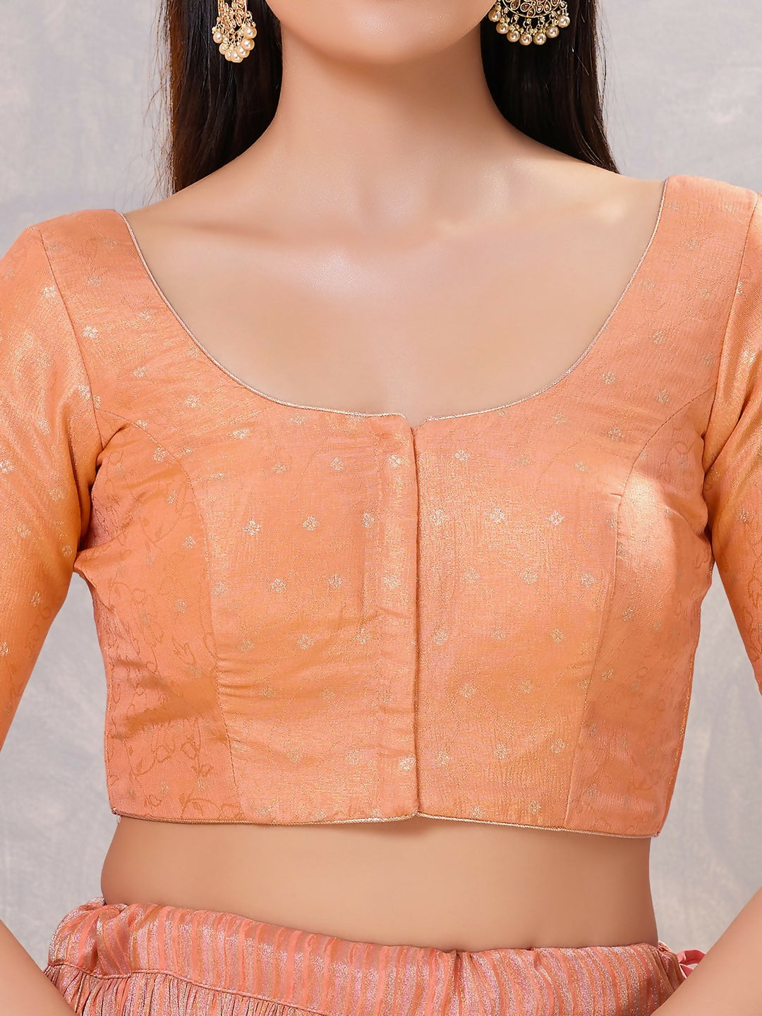 Joban Fashion Women Silk Peach Stitched Blouse