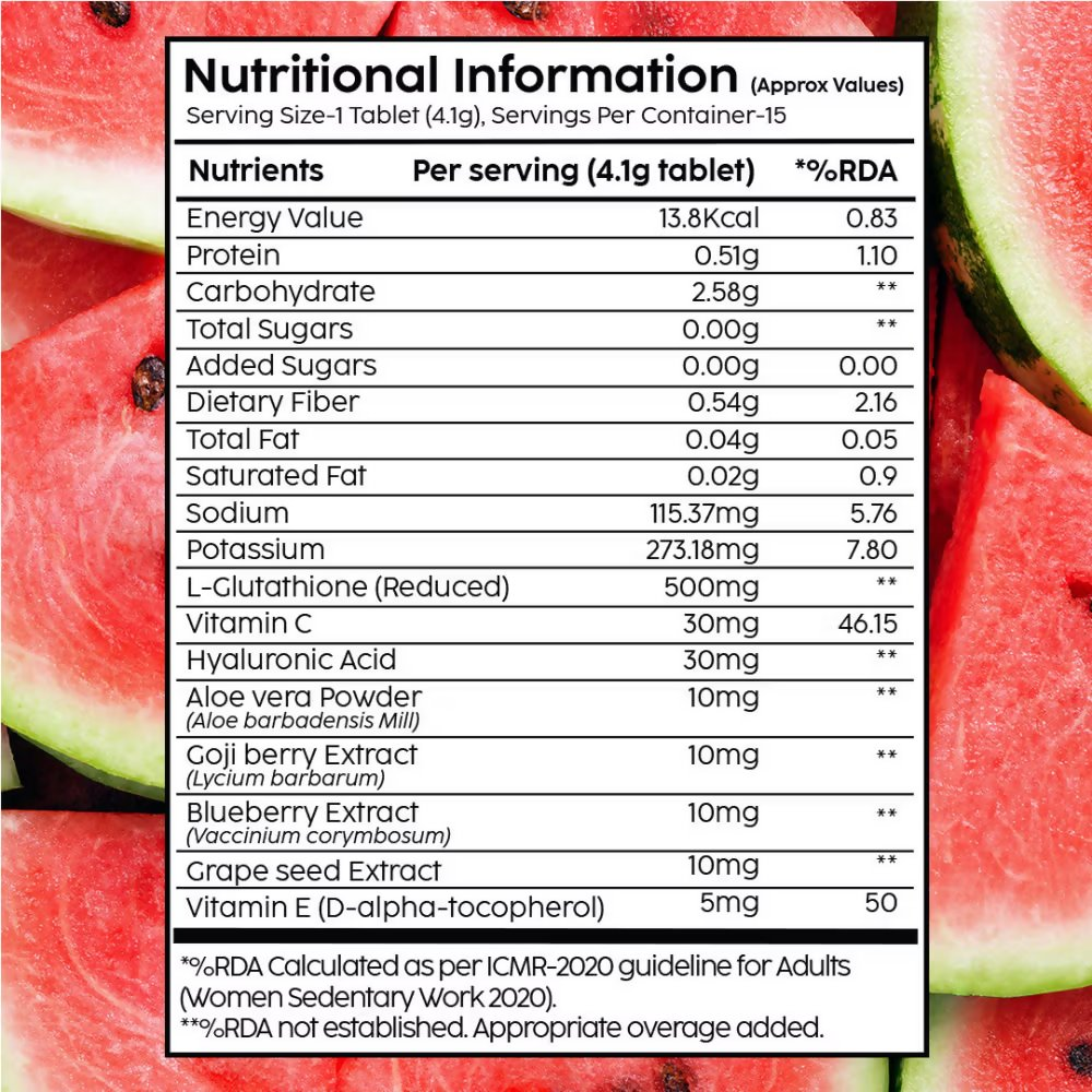 PLIX The Plant Fix Glutathione Skin Tablets With L-Glutathione & Vitamin C - Watermelon